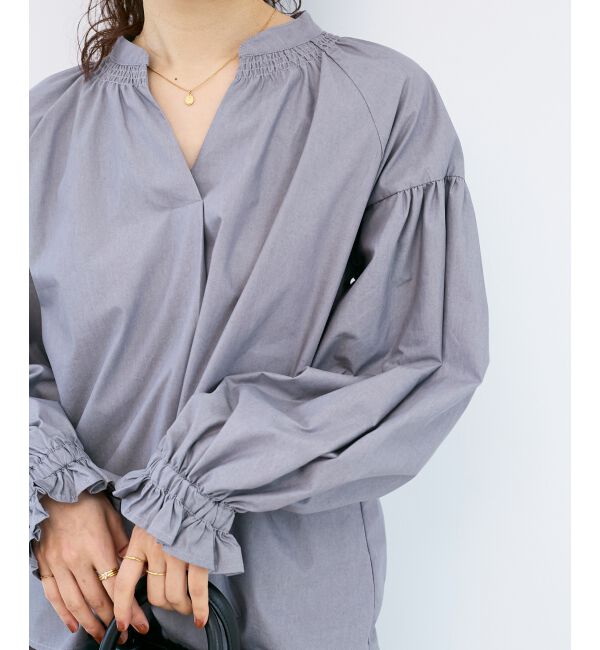  「シャーリングネックブラウス」|シャツ・ブラウス|