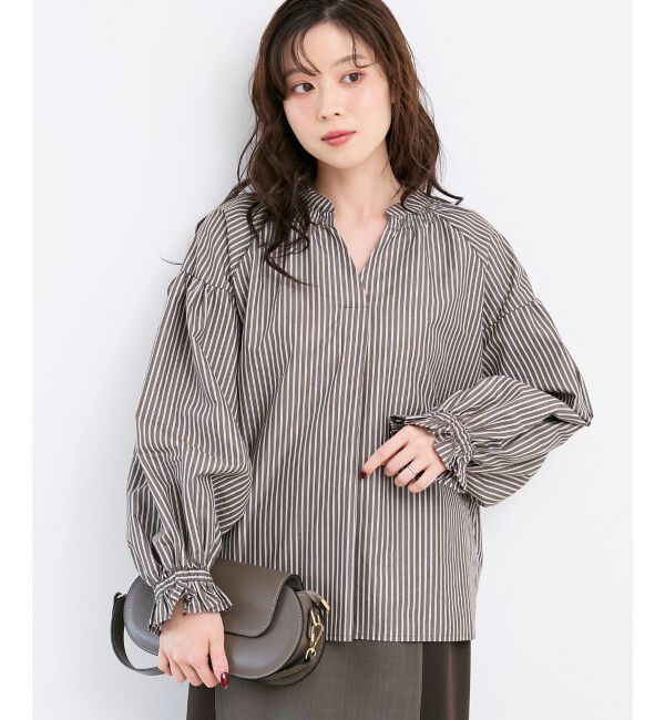  「シャーリングネックブラウス」|シャツ・ブラウス|