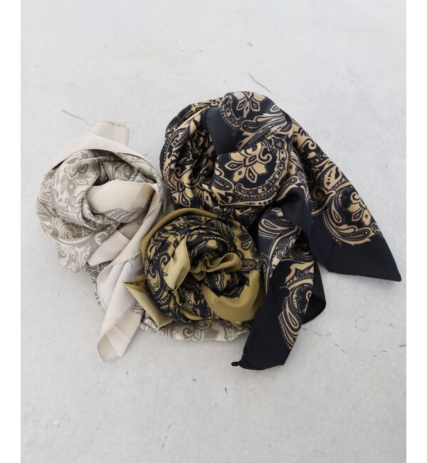  「《WEB限定アイテム》ペイズリープリントビッグスカーフ」|バンダナ・スカーフ|ブラック柄