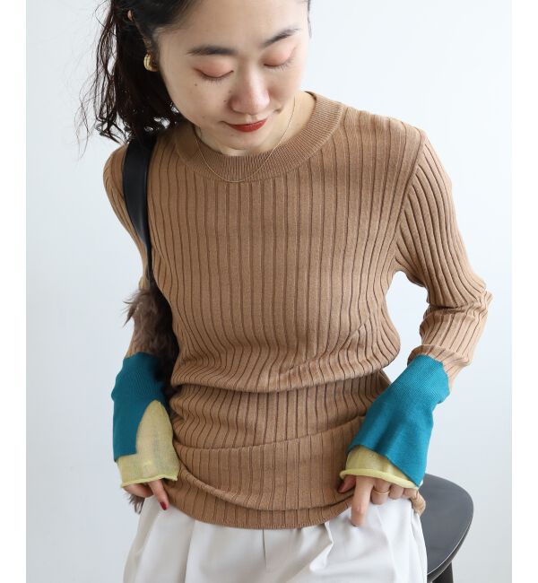  「《WEB限定アイテム》レイヤードカフス配色リブニット」|ニット・セーター|