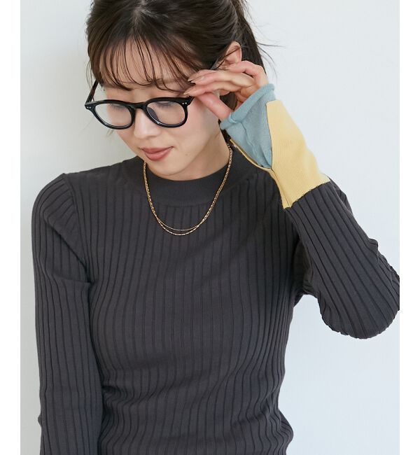  「《WEB限定アイテム》レイヤードカフス配色リブニット」|ニット・セーター|