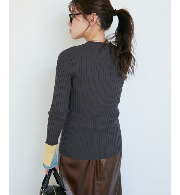  「《WEB限定アイテム》レイヤードカフス配色リブニット」|ニット・セーター|