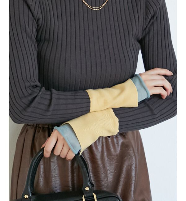  「《WEB限定アイテム》レイヤードカフス配色リブニット」|ニット・セーター|