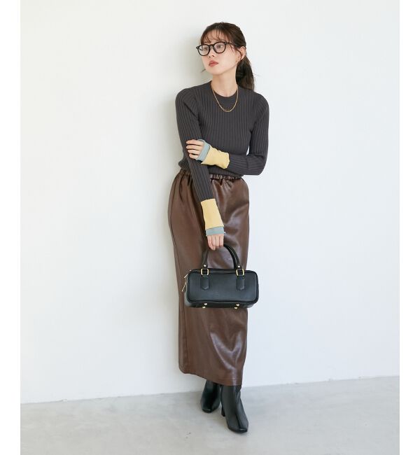  「《WEB限定アイテム》レイヤードカフス配色リブニット」|ニット・セーター|