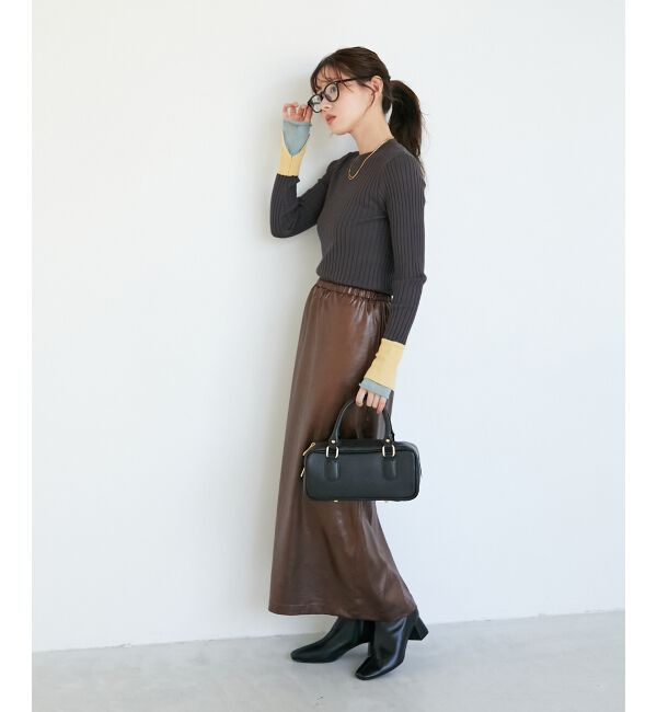  「《WEB限定アイテム》レイヤードカフス配色リブニット」|ニット・セーター|