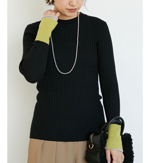  「《WEB限定アイテム》レイヤードカフス配色リブニット」|ニット・セーター|
