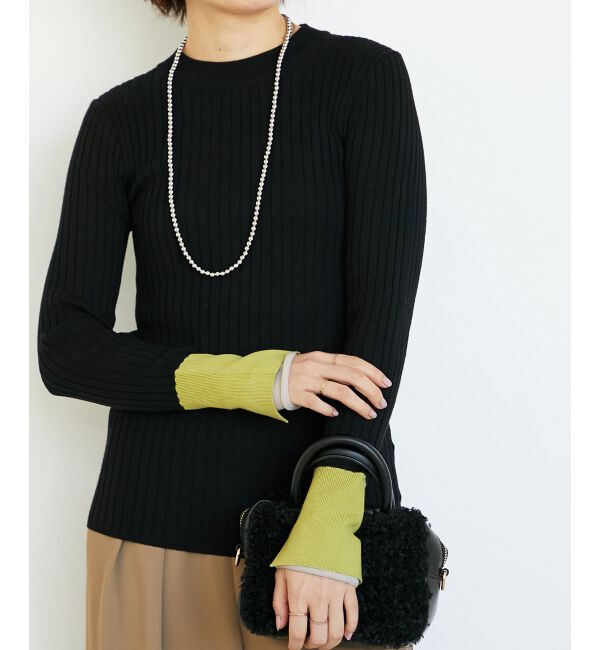  「《WEB限定アイテム》レイヤードカフス配色リブニット」|ニット・セーター|