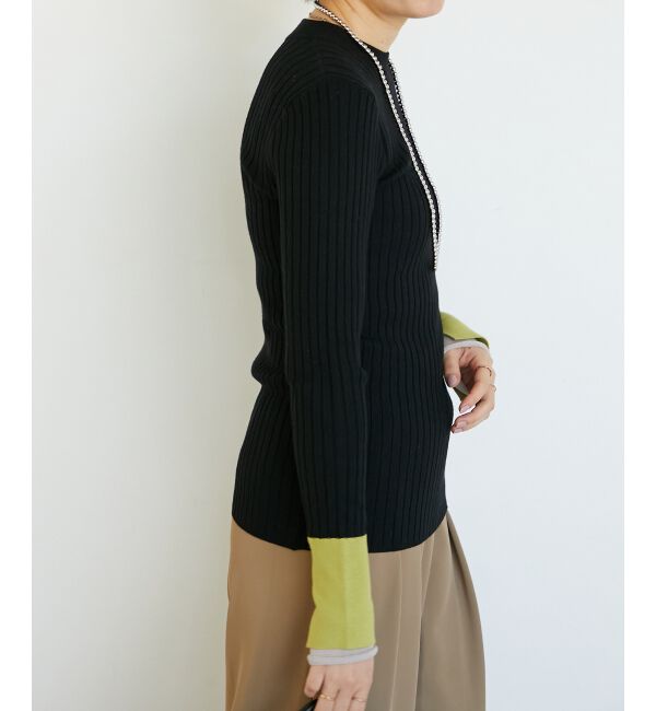  「《WEB限定アイテム》レイヤードカフス配色リブニット」|ニット・セーター|