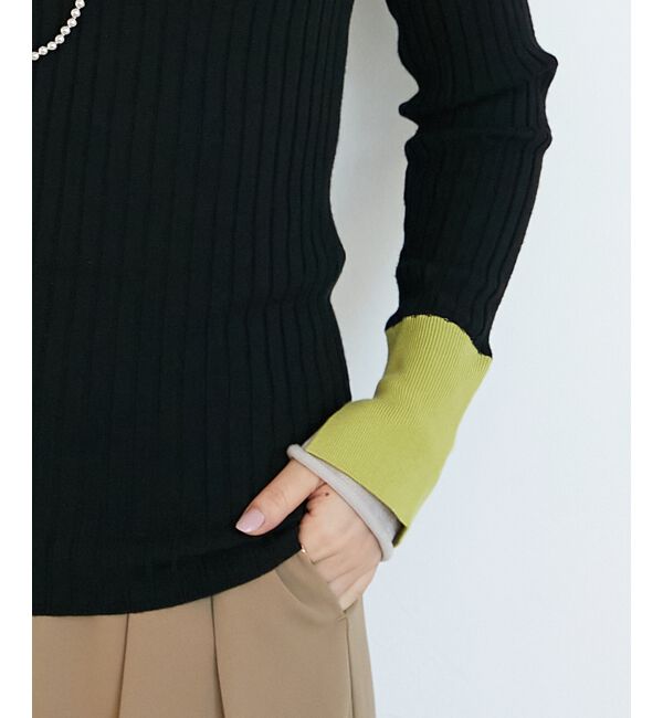  「《WEB限定アイテム》レイヤードカフス配色リブニット」|ニット・セーター|