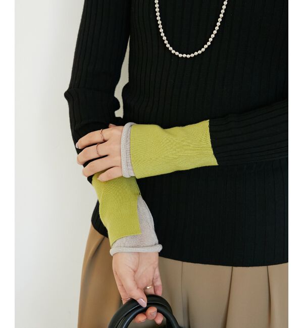  「《WEB限定アイテム》レイヤードカフス配色リブニット」|ニット・セーター|