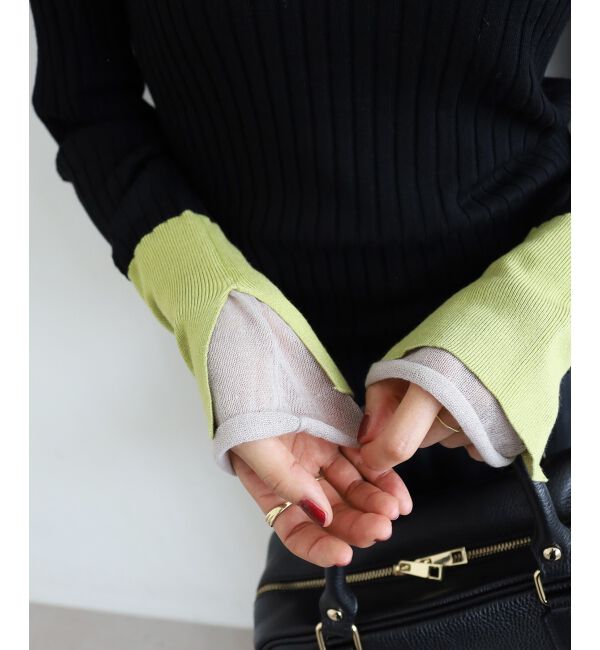  「《WEB限定アイテム》レイヤードカフス配色リブニット」|ニット・セーター|