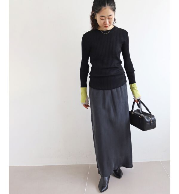  「《WEB限定アイテム》レイヤードカフス配色リブニット」|ニット・セーター|