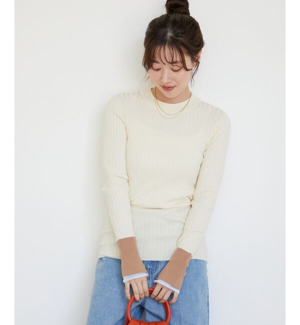  「《WEB限定アイテム》レイヤードカフス配色リブニット」|ニット・セーター|