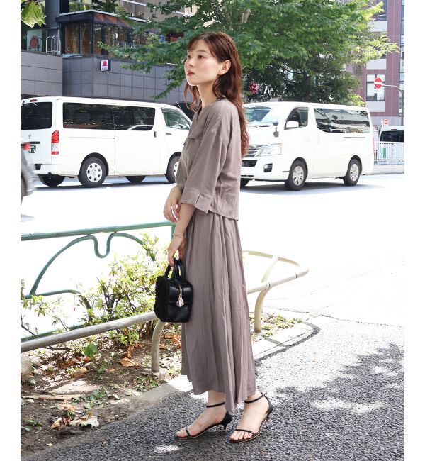  「リネンライクハーフスリーブワンピース」|ワンピース|