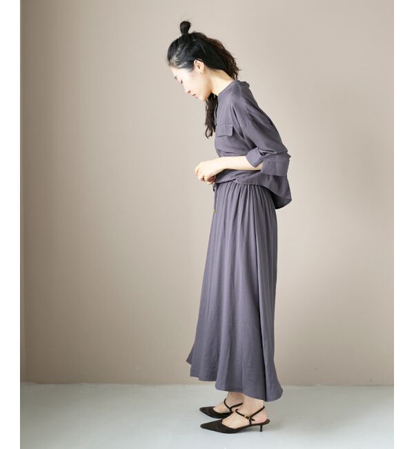  「リネンライクハーフスリーブワンピース」|ワンピース|