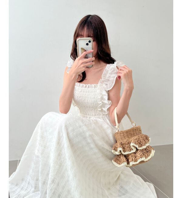 MAJESTICLEGON「フリルショルダーレースアップワンピ」|ワンピース|