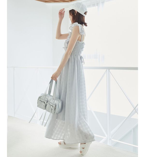 MAJESTICLEGON「フリルショルダーレースアップワンピ」|ワンピース|