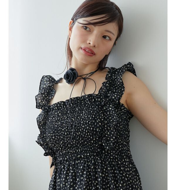 MAJESTICLEGON「フリルショルダーレースアップワンピ」|ワンピース|