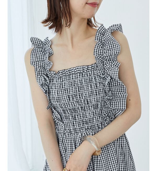 MAJESTICLEGON「フリルショルダーレースアップワンピ」|ワンピース|