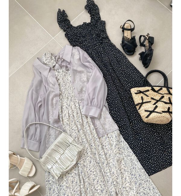 MAJESTICLEGON「フリルショルダーレースアップワンピ」|ワンピース|