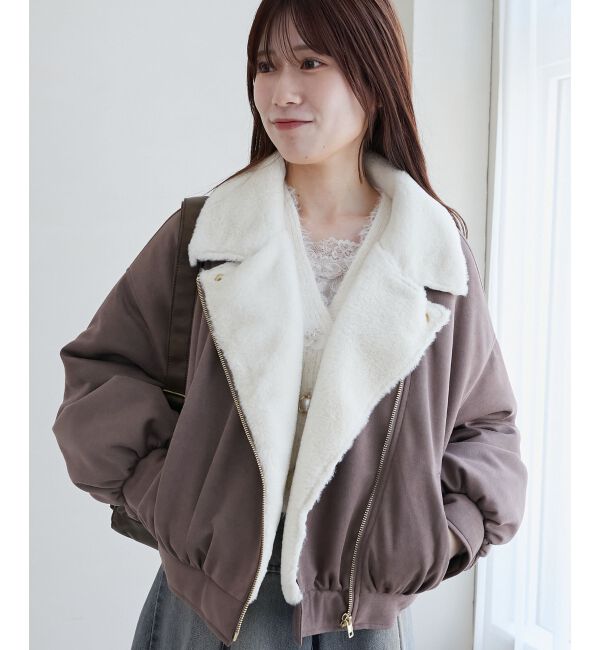 MAJESTICLEGON「ふわふわボリュームライダース」|その他|ブラウン