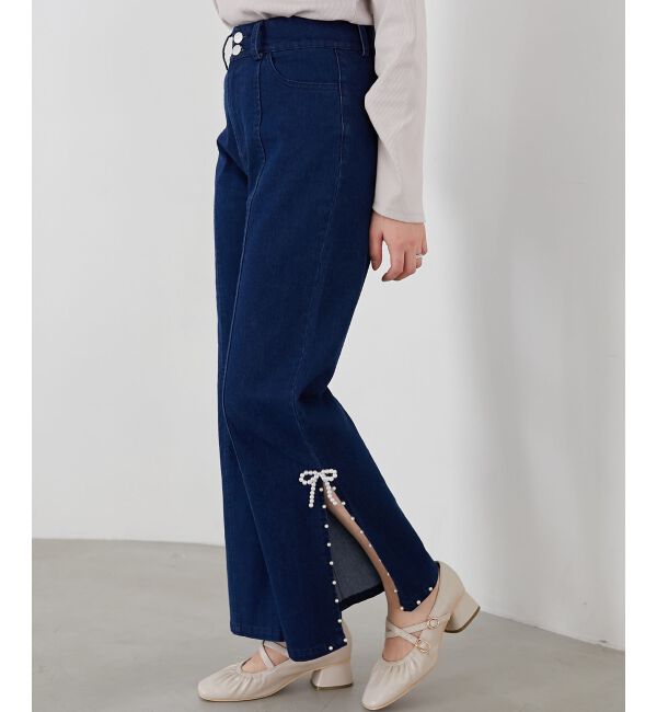 MAJESTICLEGON「パールスリットデニム」|デニム|