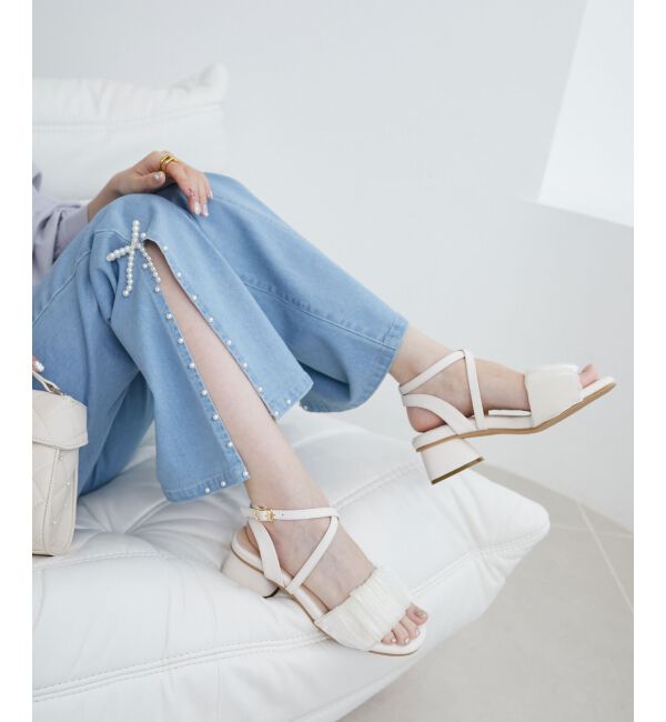 MAJESTICLEGON「パールスリットデニム」|デニム|