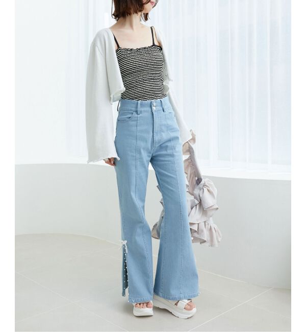 MAJESTICLEGON「パールスリットデニム」|デニム|