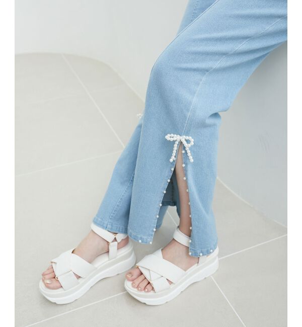 MAJESTICLEGON「パールスリットデニム」|デニム|