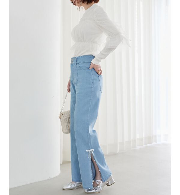 MAJESTICLEGON「パールスリットデニム」|デニム|