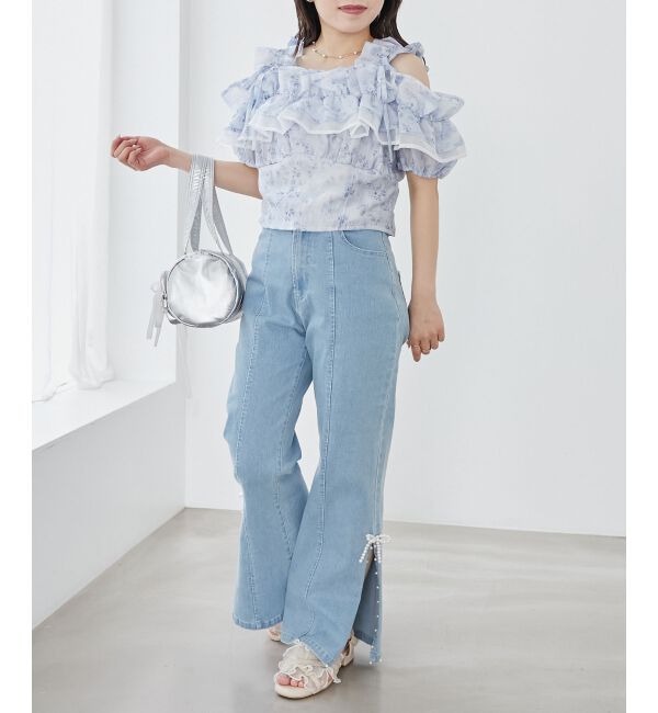 MAJESTICLEGON「パールスリットデニム」|デニム|