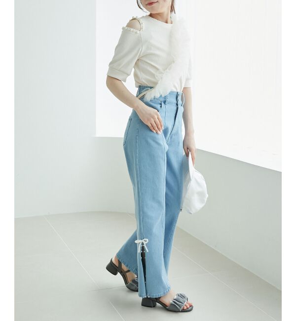 MAJESTICLEGON「パールスリットデニム」|デニム|