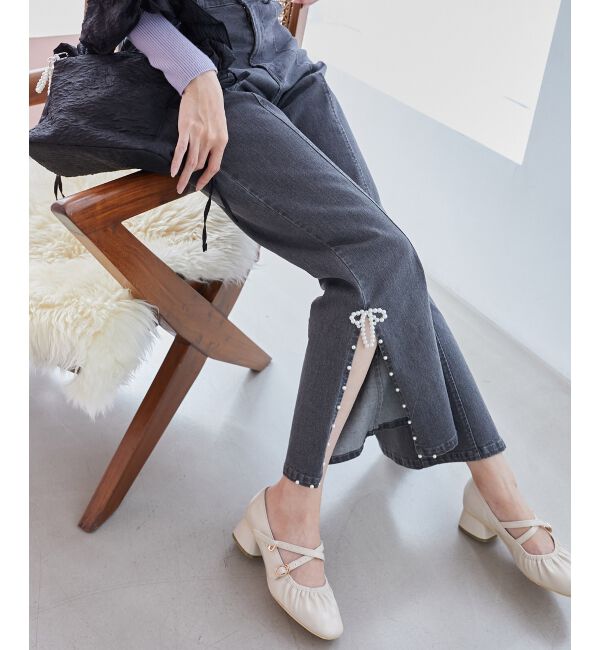 MAJESTICLEGON「パールスリットデニム」|デニム|