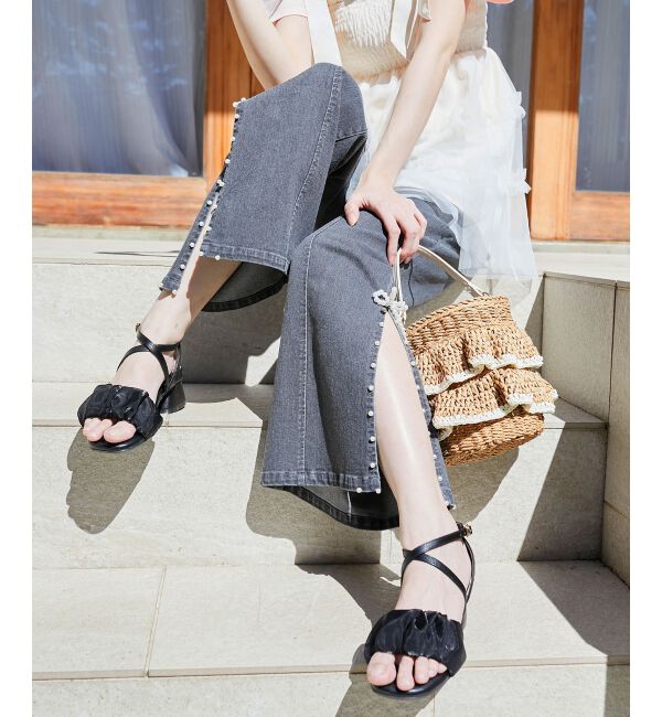 MAJESTICLEGON「パールスリットデニム」|デニム|