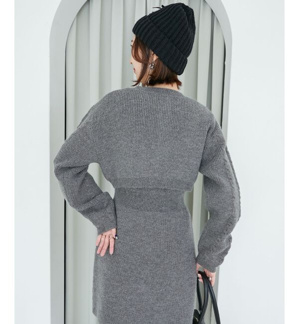 MAJESTICLEGON「ケーブルショートカーデセットワンピ」|ワンピース|