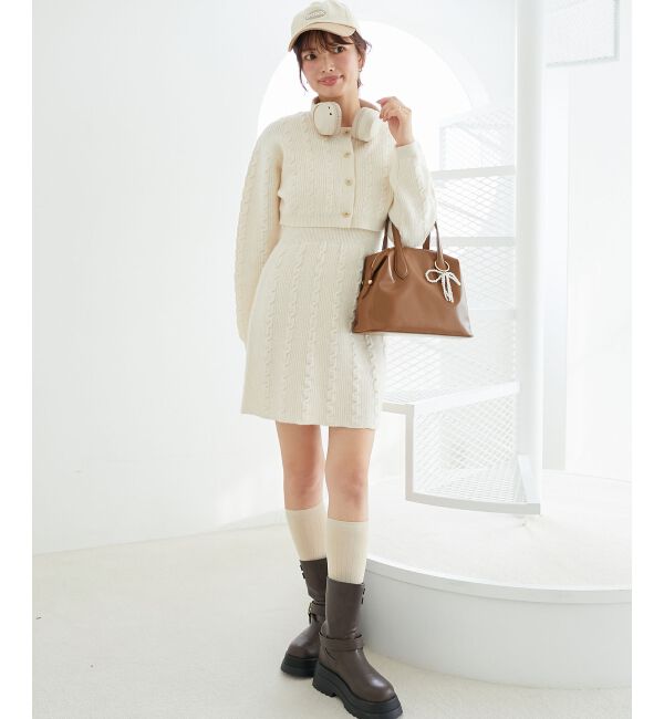 MAJESTICLEGON「ケーブルショートカーデセットワンピ」|ワンピース|