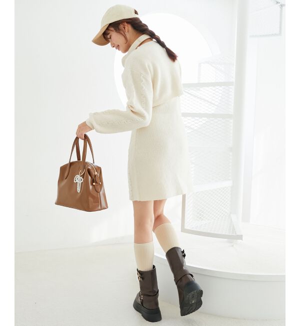 MAJESTICLEGON「ケーブルショートカーデセットワンピ」|ワンピース|