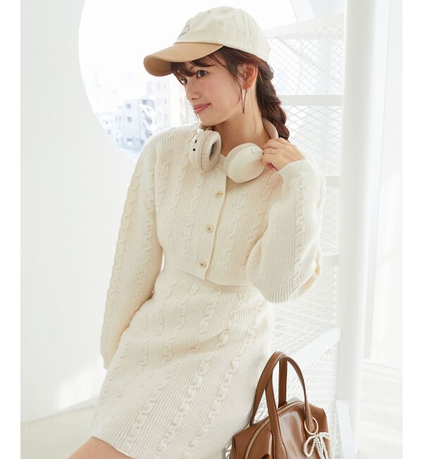 MAJESTICLEGON「ケーブルショートカーデセットワンピ」|ワンピース|