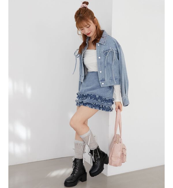 MAJESTICLEGON「ホイップフリルデニムスカパン」|スカート|