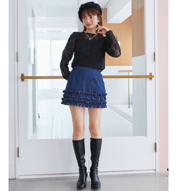 MAJESTICLEGON「ホイップフリルデニムスカパン」|スカート|