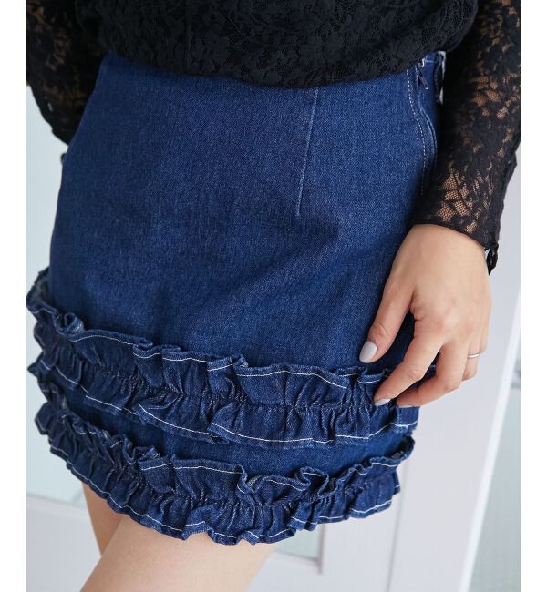 MAJESTICLEGON「ホイップフリルデニムスカパン」|スカート|