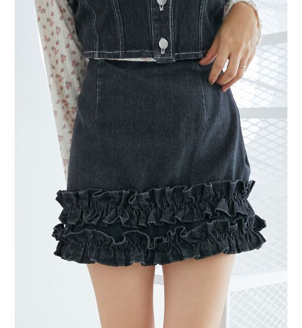 MAJESTICLEGON「ホイップフリルデニムスカパン」|スカート|