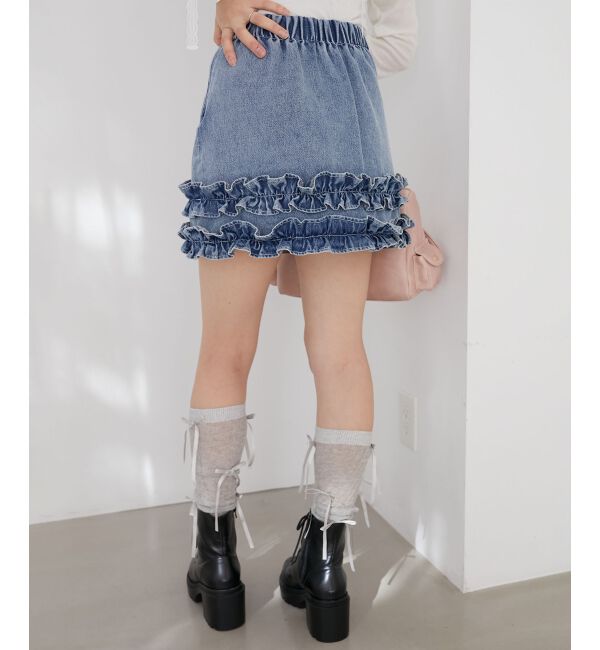 MAJESTICLEGON「ホイップフリルデニムスカパン」|スカート|