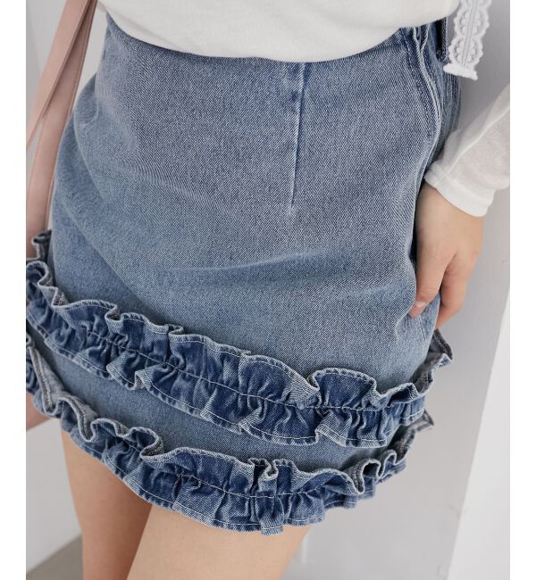 MAJESTICLEGON「ホイップフリルデニムスカパン」|スカート|