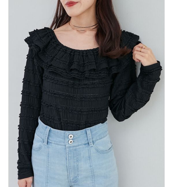 MAJESTICLEGON「前後2wayカットレースフリルトップス」|Tシャツ・カットソー|