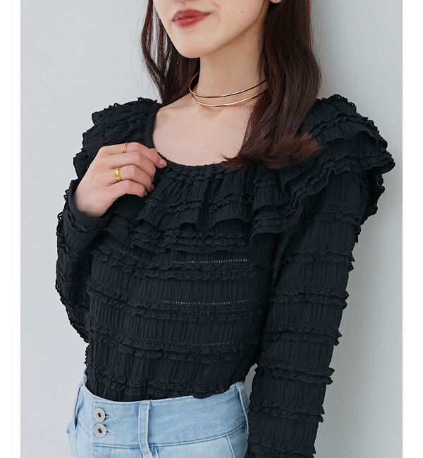 MAJESTICLEGON「前後2wayカットレースフリルトップス」|Tシャツ・カットソー|