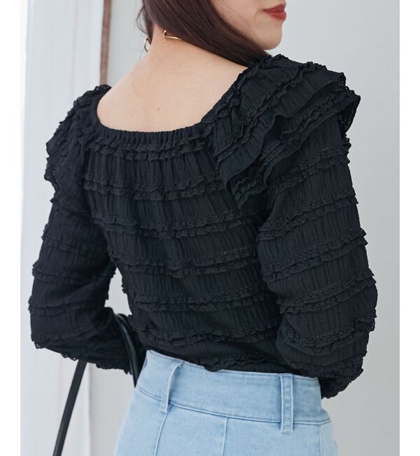 MAJESTICLEGON「前後2wayカットレースフリルトップス」|Tシャツ・カットソー|