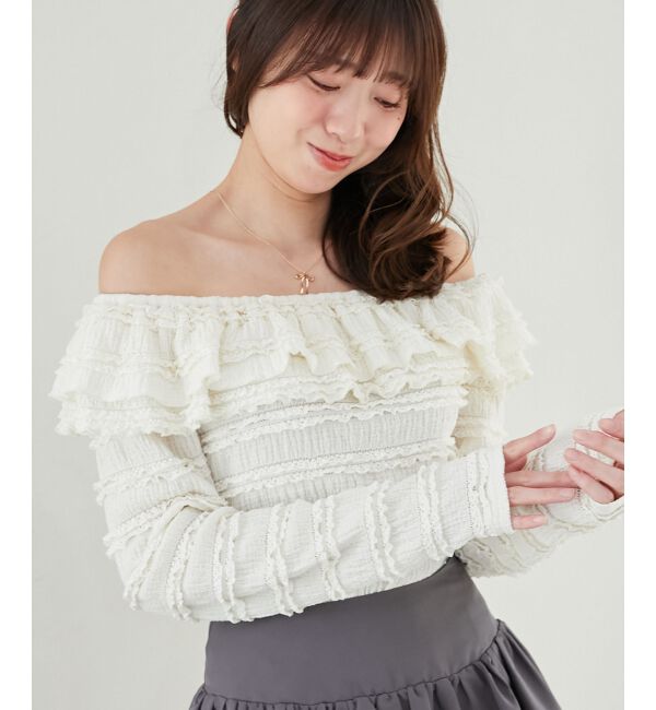 MAJESTICLEGON「前後2wayカットレースフリルトップス」|Tシャツ・カットソー|