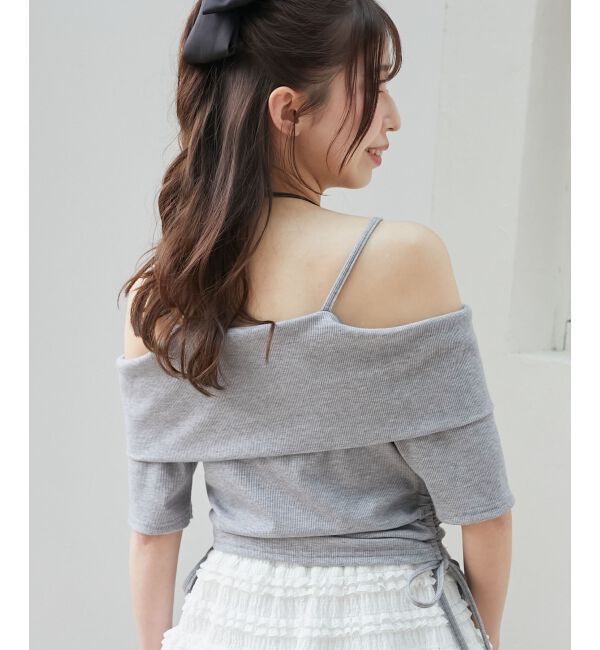  「オフショルダブルジップトップス」|Tシャツ・カットソー|
