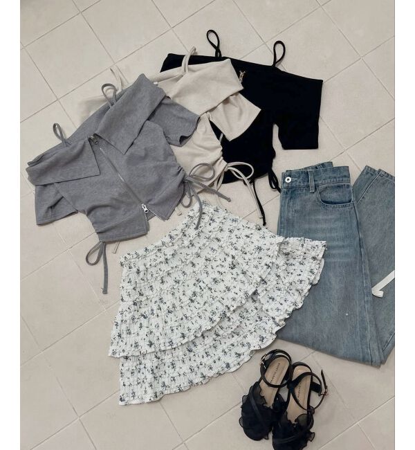  「オフショルダブルジップトップス」|Tシャツ・カットソー|